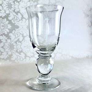 Modernist Crystal Goblets with Oversized Ball Stem 6 3/4" Tall Set of 5